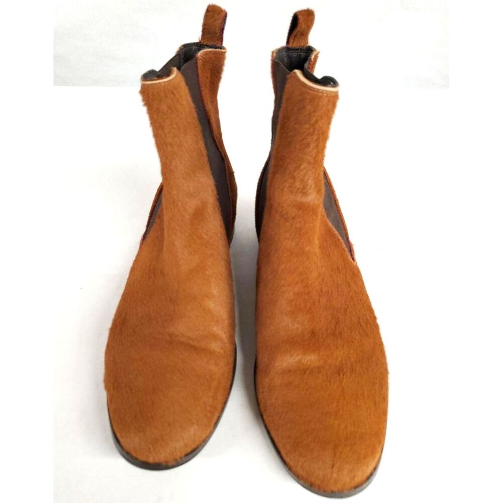LK Bennett Ornella Cognac Brown Calf Hair Chelsea Ankle Boots Size 37 US 6.5